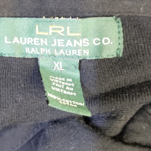 LRL Ralph Lauren black knit top with frills-sz XL - Picture 6 of 6